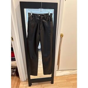 Agolde Black Leather Trousers
